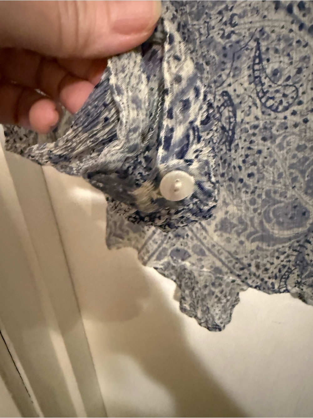Ecote Blue Paisley Ruffle Button-Front Blouse - Picture 6 of 11